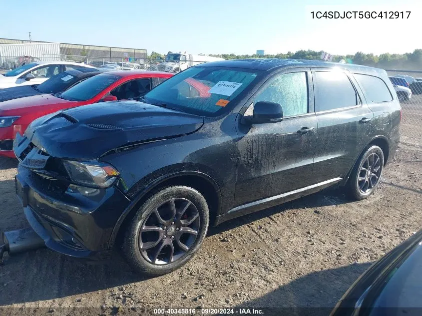 2016 Dodge Durango R/T VIN: 1C4SDJCT5GC412917 Lot: 40345816