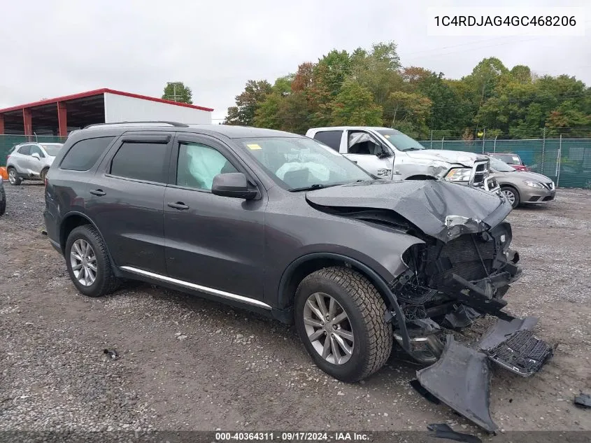 2016 Dodge Durango Sxt VIN: 1C4RDJAG4GC468206 Lot: 40364311