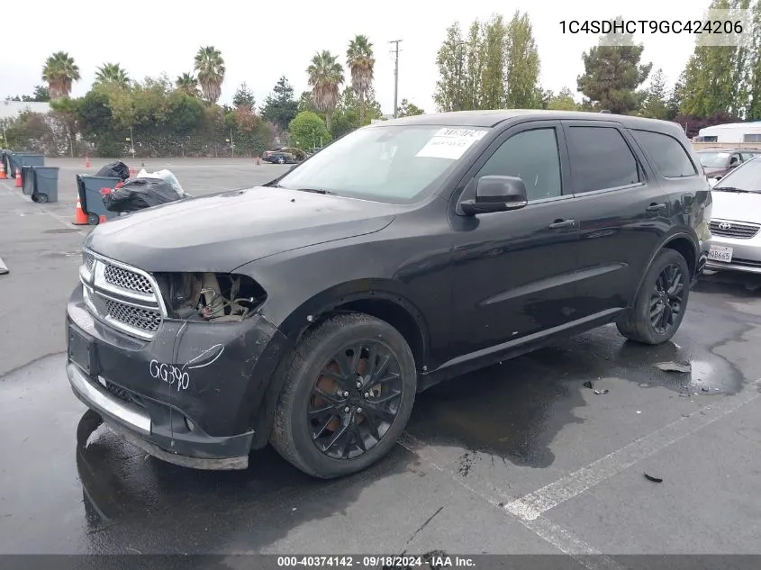 2016 Dodge Durango R/T VIN: 1C4SDHCT9GC424206 Lot: 40374142