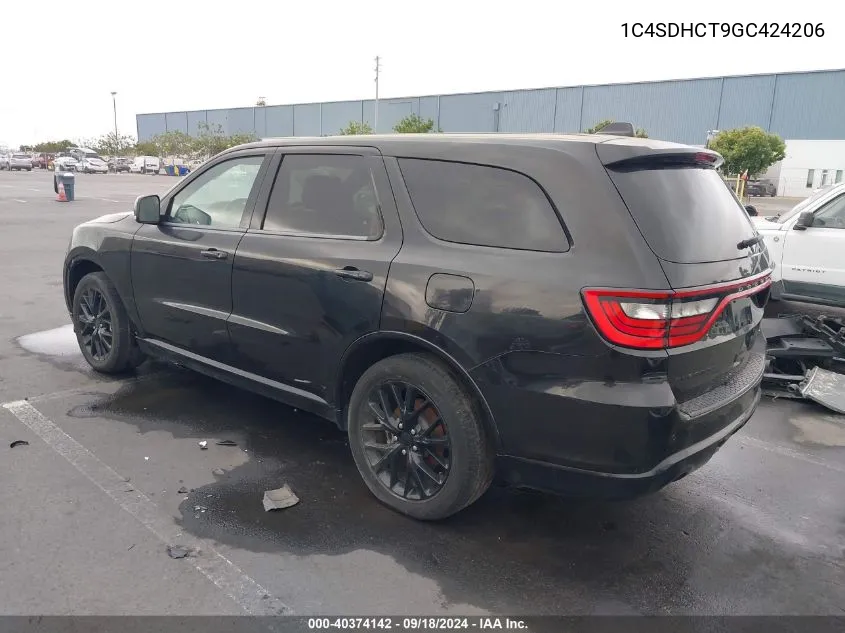 2016 Dodge Durango R/T VIN: 1C4SDHCT9GC424206 Lot: 40374142