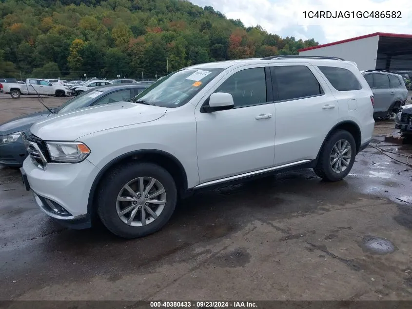 2016 Dodge Durango Sxt VIN: 1C4RDJAG1GC486582 Lot: 40380433