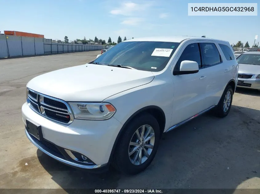 1C4RDHAG5GC432968 2016 Dodge Durango Sxt