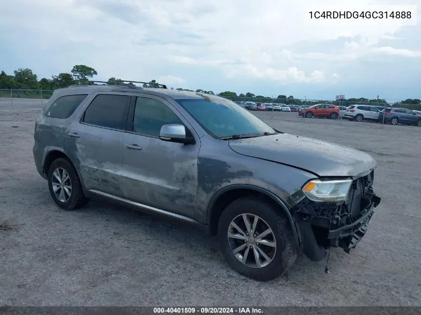 2016 Dodge Durango Limited VIN: 1C4RDHDG4GC314888 Lot: 40401509