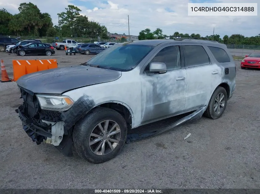 1C4RDHDG4GC314888 2016 Dodge Durango Limited