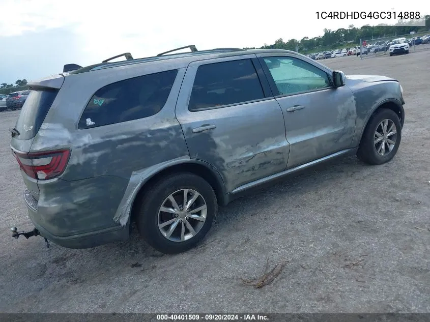 2016 Dodge Durango Limited VIN: 1C4RDHDG4GC314888 Lot: 40401509