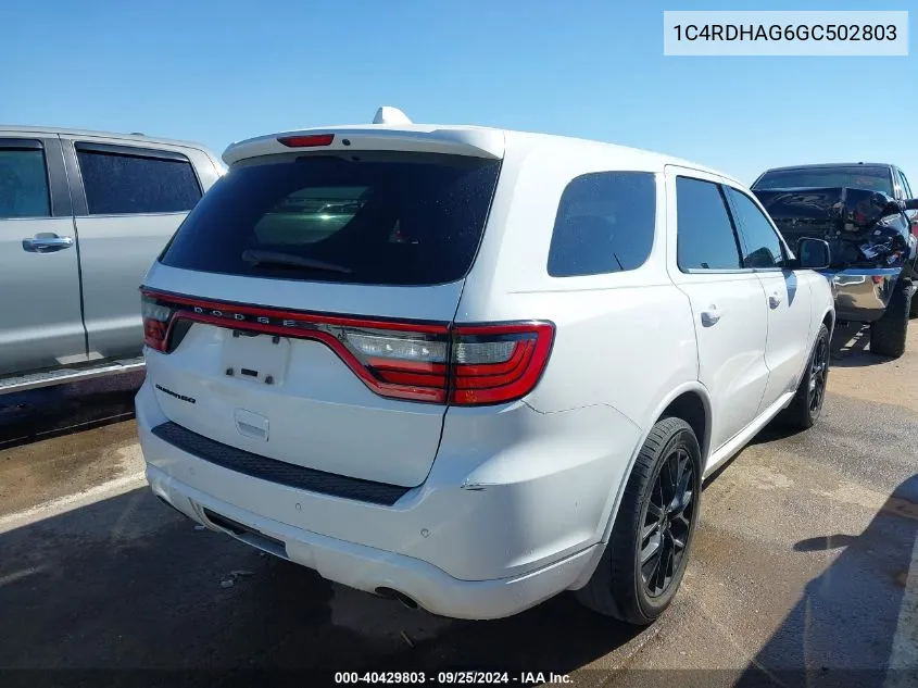 1C4RDHAG6GC502803 2016 Dodge Durango Sxt