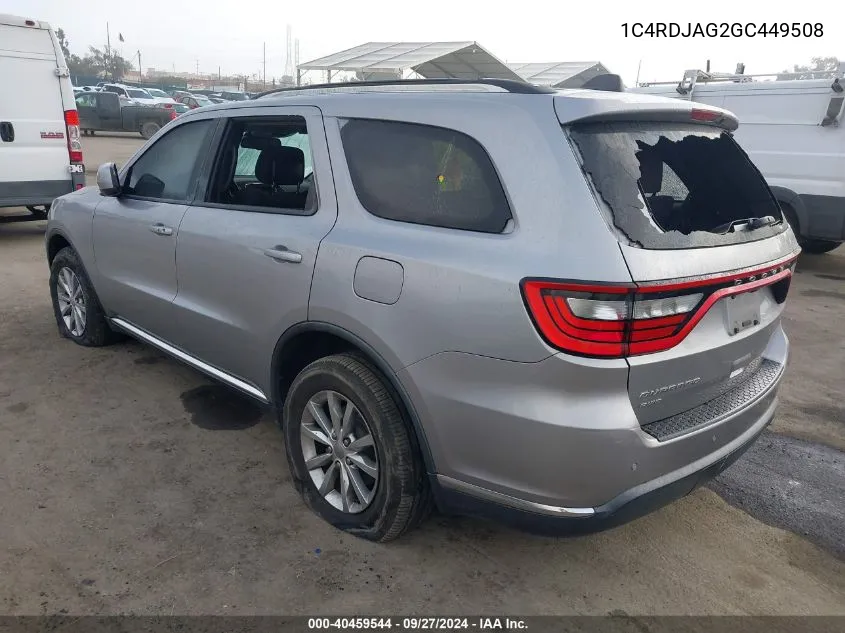 1C4RDJAG2GC449508 2016 Dodge Durango Sxt