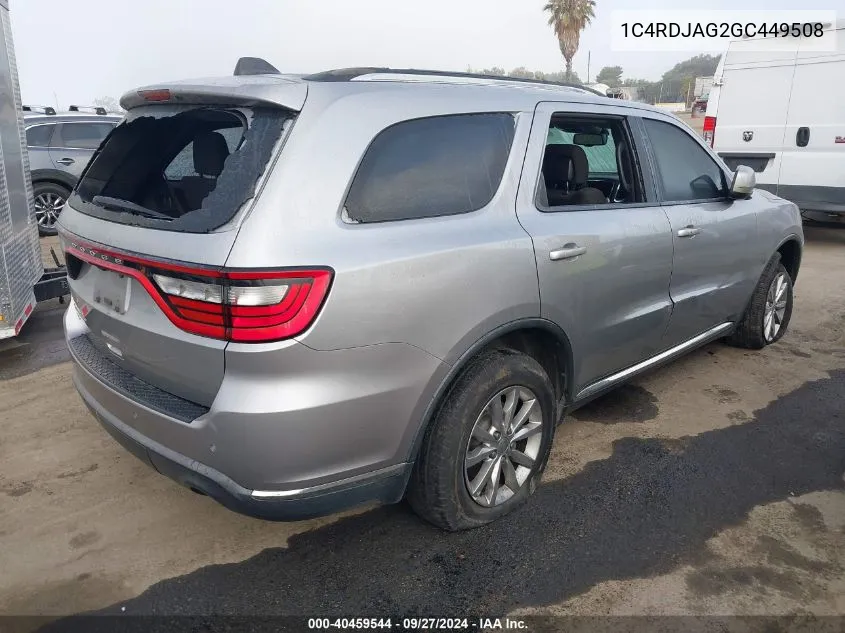 2016 Dodge Durango Sxt VIN: 1C4RDJAG2GC449508 Lot: 40459544