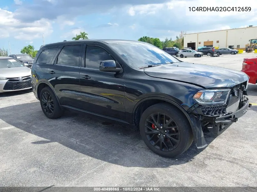 2016 Dodge Durango Sxt VIN: 1C4RDHAG2GC412659 Lot: 40498865