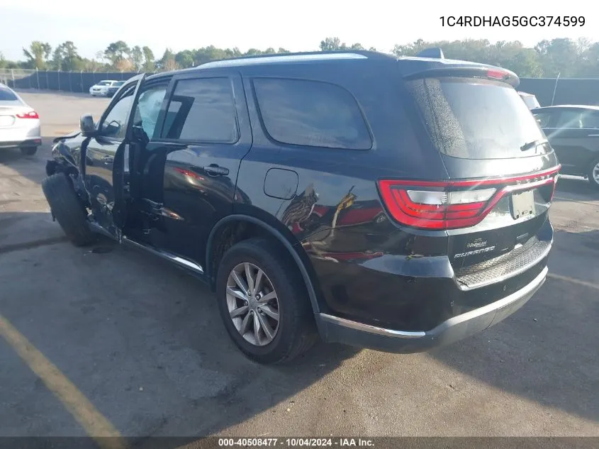 1C4RDHAG5GC374599 2016 Dodge Durango Sxt