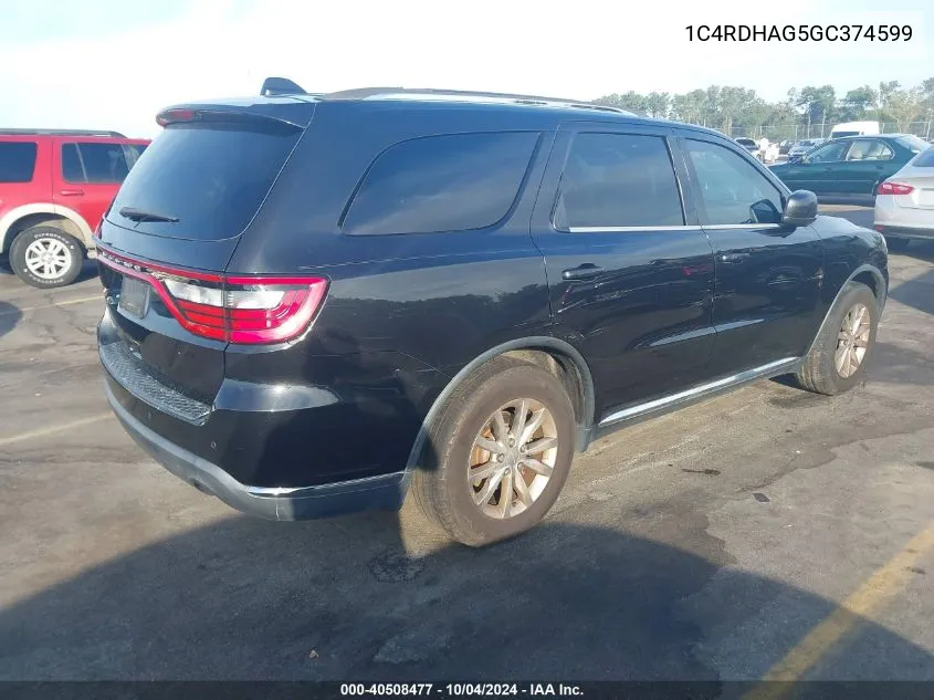 1C4RDHAG5GC374599 2016 Dodge Durango Sxt