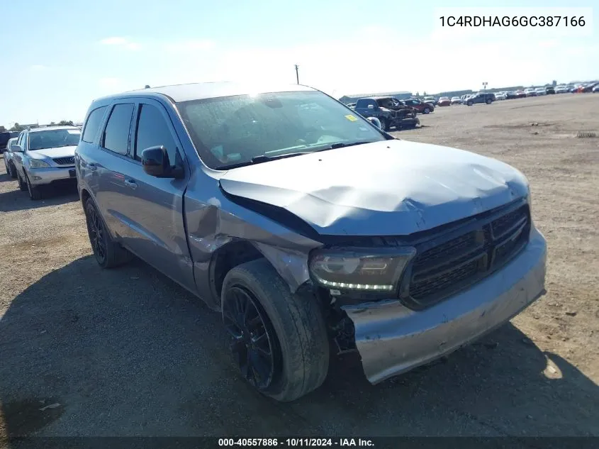 2016 Dodge Durango Sxt VIN: 1C4RDHAG6GC387166 Lot: 40557886