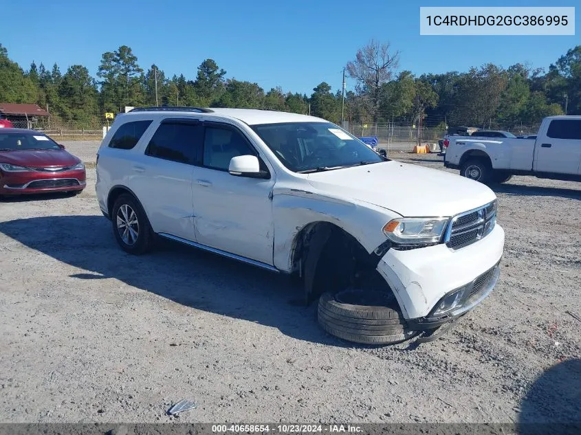 2016 Dodge Durango Limited VIN: 1C4RDHDG2GC386995 Lot: 40658654