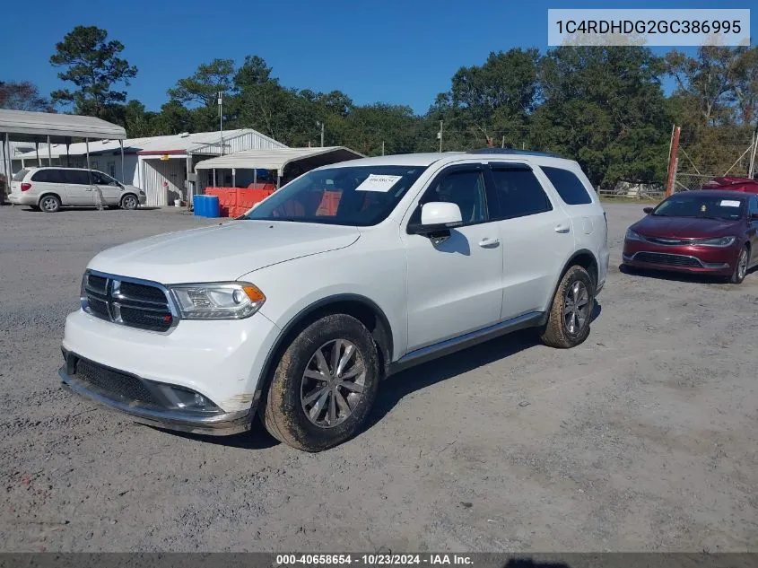 2016 Dodge Durango Limited VIN: 1C4RDHDG2GC386995 Lot: 40658654