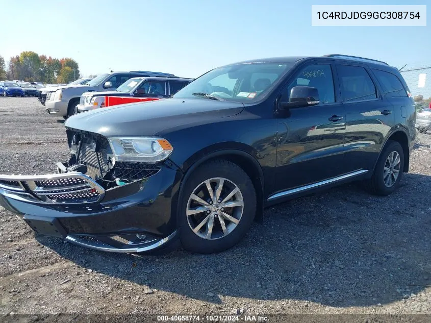 2016 Dodge Durango Limited VIN: 1C4RDJDG9GC308754 Lot: 40658774