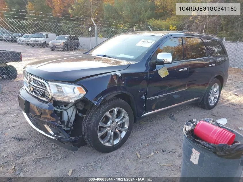 2016 Dodge Durango Citadel VIN: 1C4RDJEG1GC341150 Lot: 40663844