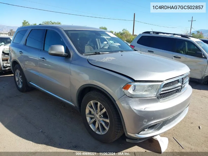 2016 Dodge Durango Sxt VIN: 1C4RDHAG7GC502857 Lot: 40690221