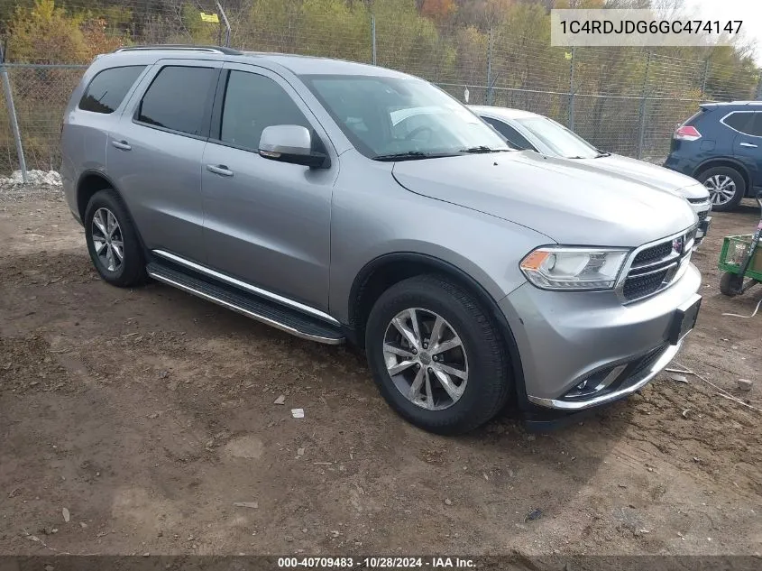 2016 Dodge Durango Limited VIN: 1C4RDJDG6GC474147 Lot: 40709483