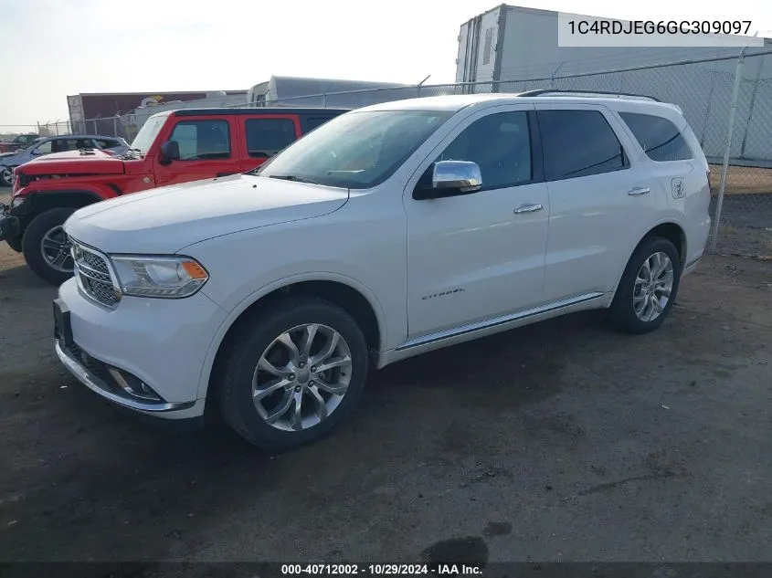 2016 Dodge Durango Citadel VIN: 1C4RDJEG6GC309097 Lot: 40712002