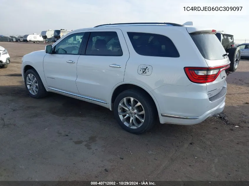 2016 Dodge Durango Citadel VIN: 1C4RDJEG6GC309097 Lot: 40712002