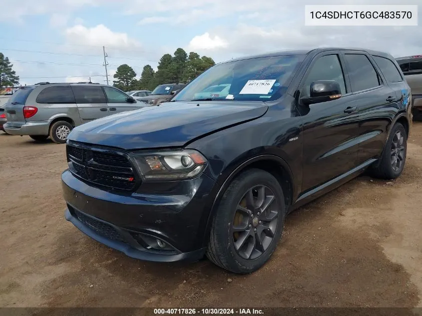 2016 Dodge Durango R/T VIN: 1C4SDHCT6GC483570 Lot: 40717826