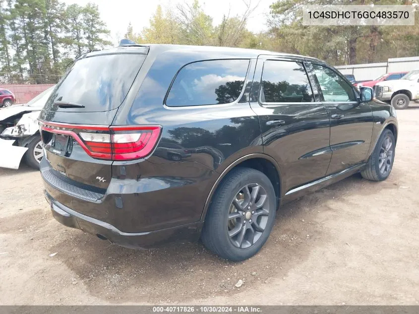 2016 Dodge Durango R/T VIN: 1C4SDHCT6GC483570 Lot: 40717826