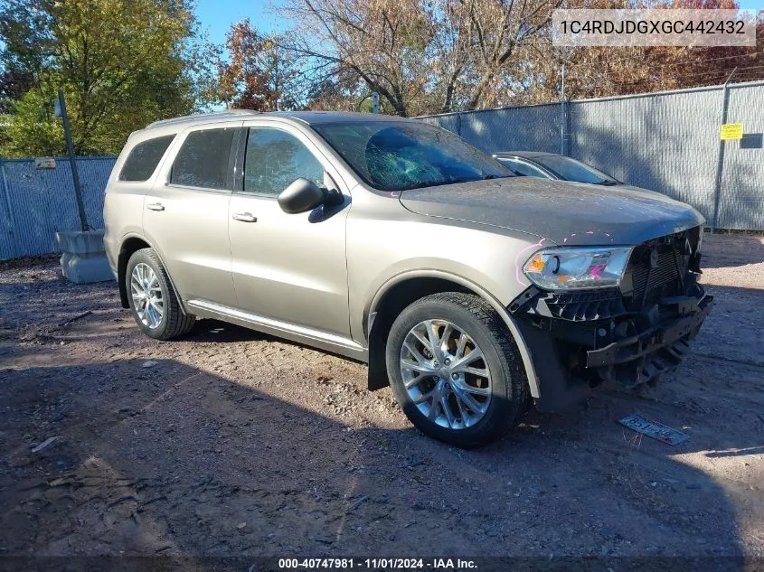 2016 Dodge Durango Limited VIN: 1C4RDJDGXGC442432 Lot: 40747981