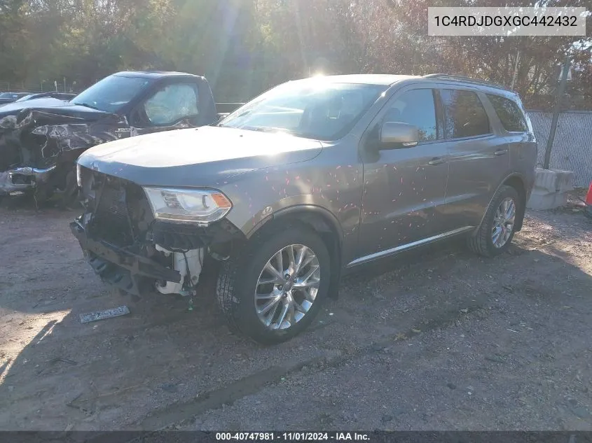 2016 Dodge Durango Limited VIN: 1C4RDJDGXGC442432 Lot: 40747981