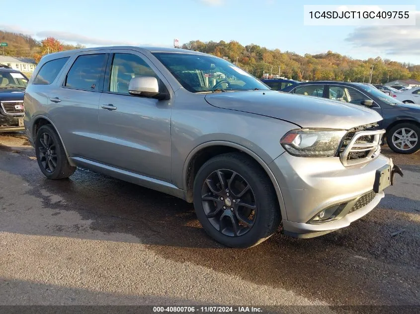 2016 Dodge Durango R/T VIN: 1C4SDJCT1GC409755 Lot: 40800706