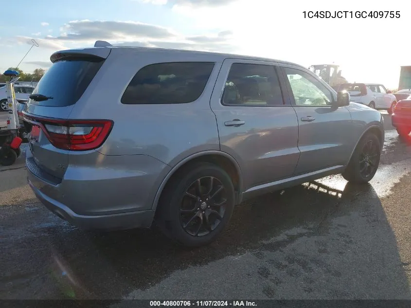 2016 Dodge Durango R/T VIN: 1C4SDJCT1GC409755 Lot: 40800706