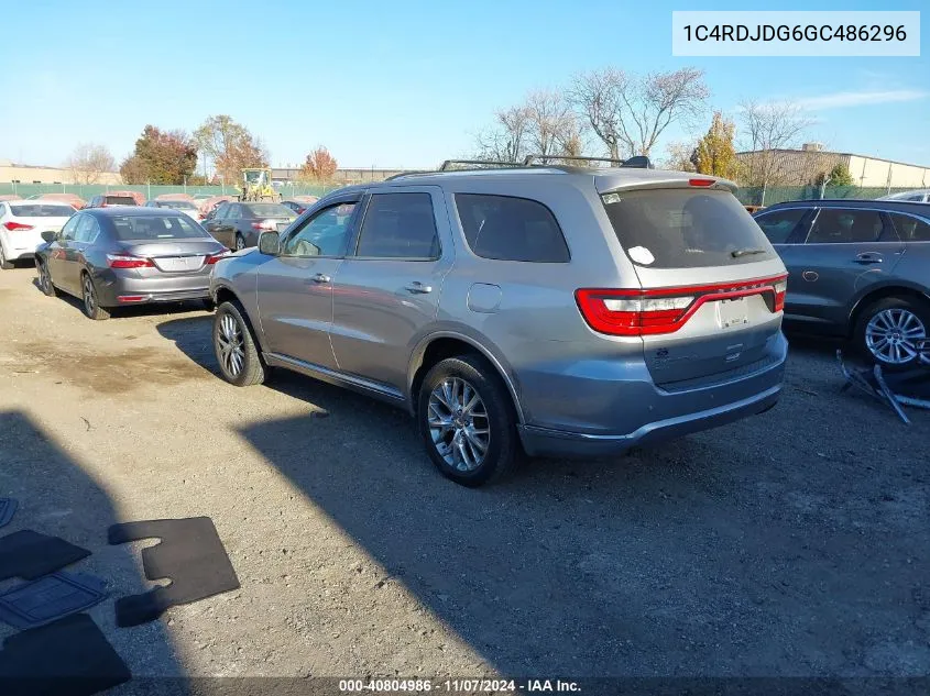 2016 Dodge Durango Limited VIN: 1C4RDJDG6GC486296 Lot: 40804986