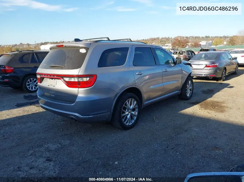 2016 Dodge Durango Limited VIN: 1C4RDJDG6GC486296 Lot: 40804986