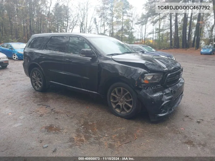 2016 Dodge Durango Limited VIN: 1C4RDJDGOGC467792 Lot: 40805873