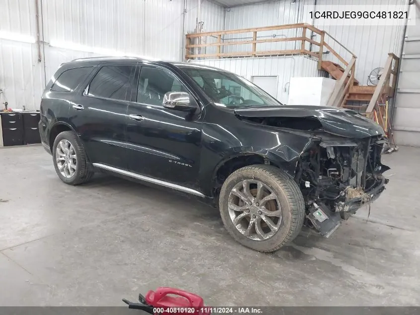 2016 Dodge Durango Citadel VIN: 1C4RDJEG9GC481821 Lot: 40810120