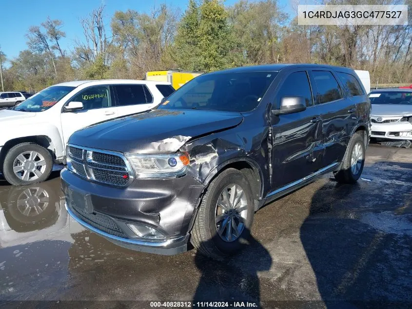 2016 Dodge Durango Sxt VIN: 1C4RDJAG3GC477527 Lot: 40828312