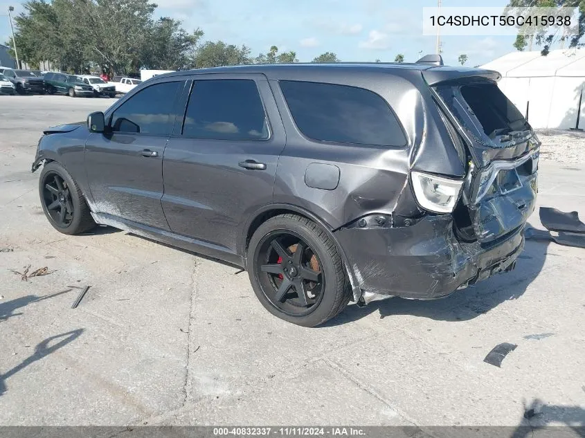 2016 Dodge Durango R/T VIN: 1C4SDHCT5GC415938 Lot: 40832337