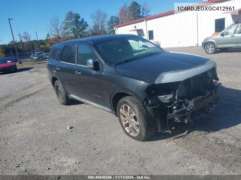 2016 Dodge Durango Citadel VIN: 1C4RDJEGXGC412961 Lot: 40840246