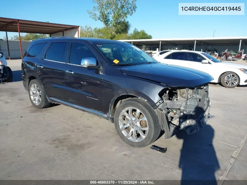 2016 Dodge Durango Citadel VIN: 1C4RDHEG4GC419445 Lot: 40853370