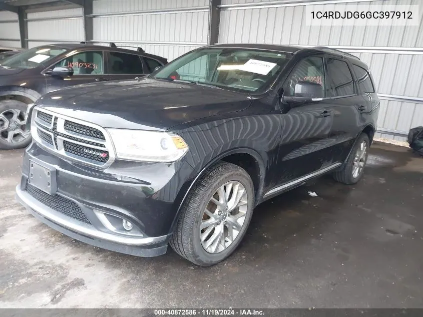 2016 Dodge Durango Limited VIN: 1C4RDJDG6GC397912 Lot: 40872586