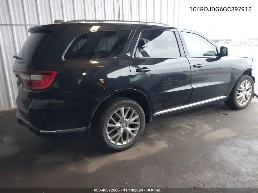 2016 Dodge Durango Limited VIN: 1C4RDJDG6GC397912 Lot: 40872586