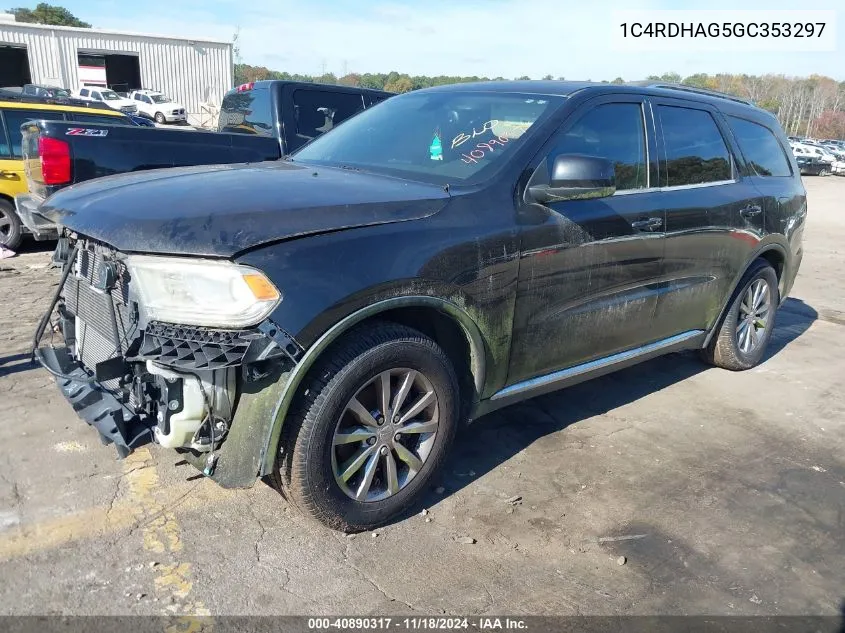 2016 Dodge Durango Sxt VIN: 1C4RDHAG5GC353297 Lot: 40890317