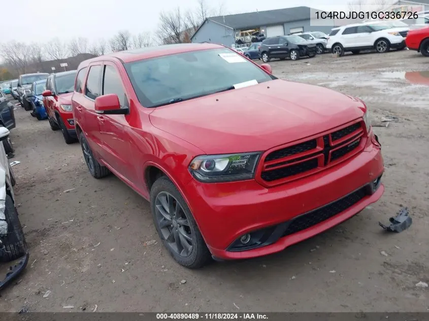 2016 Dodge Durango Limited VIN: 1C4RDJDG1GC336726 Lot: 40890489