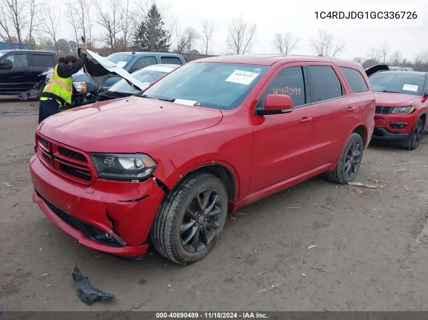 2016 Dodge Durango Limited VIN: 1C4RDJDG1GC336726 Lot: 40890489