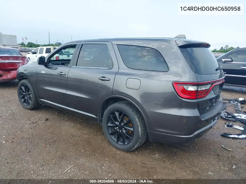 1C4RDHDG0HC650958 2017 Dodge Durango Gt Rwd