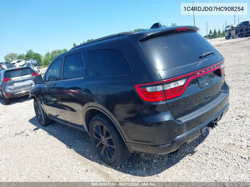 2017 Dodge Durango Gt Awd VIN: 1C4RDJDG7HC908254 Lot: 39337163