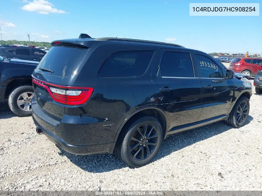 2017 Dodge Durango Gt Awd VIN: 1C4RDJDG7HC908254 Lot: 39337163