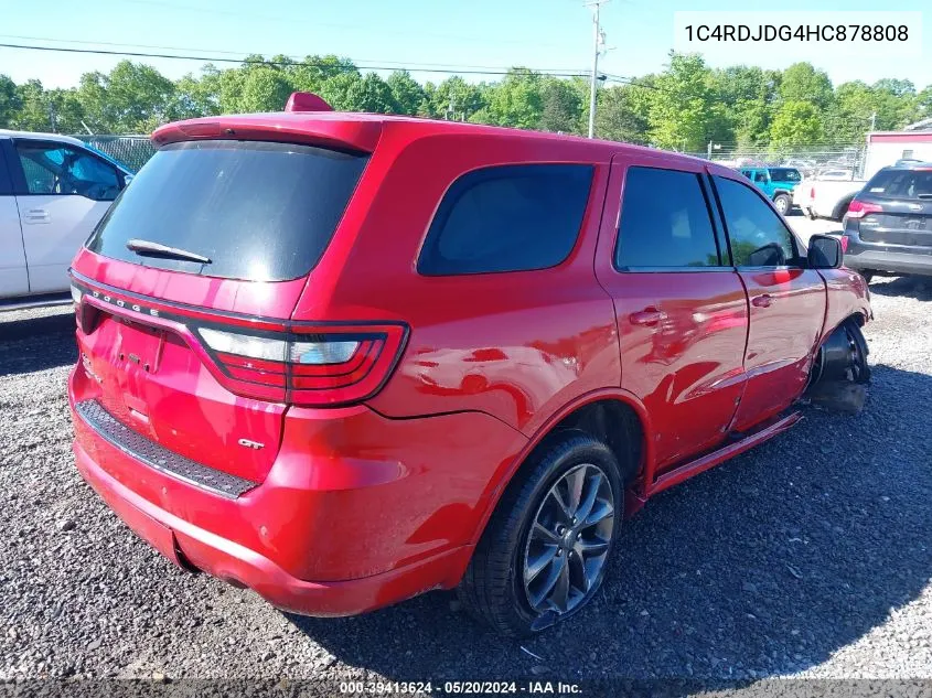 2017 Dodge Durango Gt Awd VIN: 1C4RDJDG4HC878808 Lot: 39413624