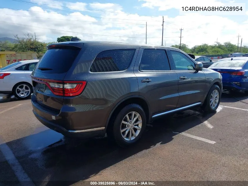 2017 Dodge Durango Sxt Rwd VIN: 1C4RDHAG8HC628954 Lot: 39525896