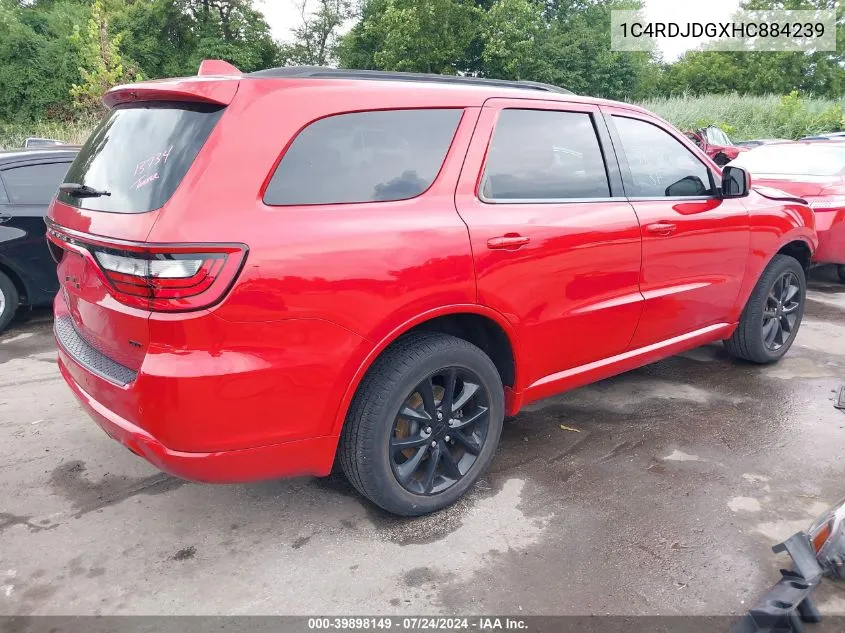 2017 Dodge Durango Gt Awd VIN: 1C4RDJDGXHC884239 Lot: 39898149