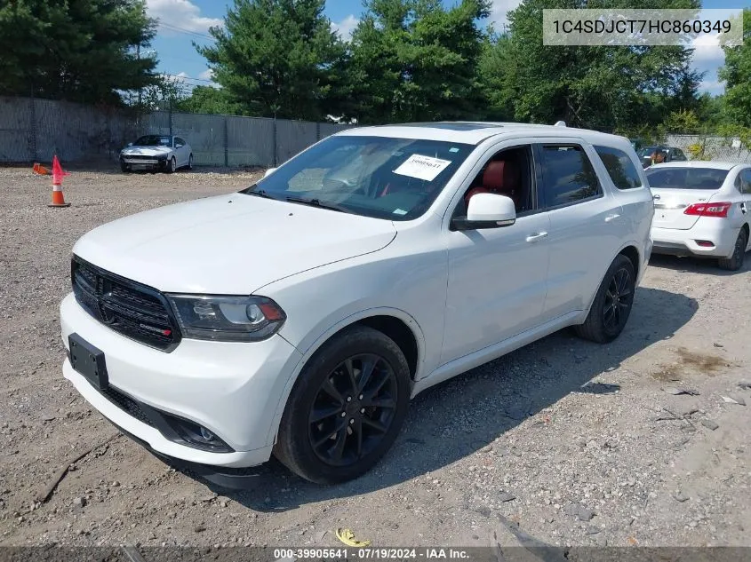 2017 Dodge Durango R/T Awd VIN: 1C4SDJCT7HC860349 Lot: 39905641